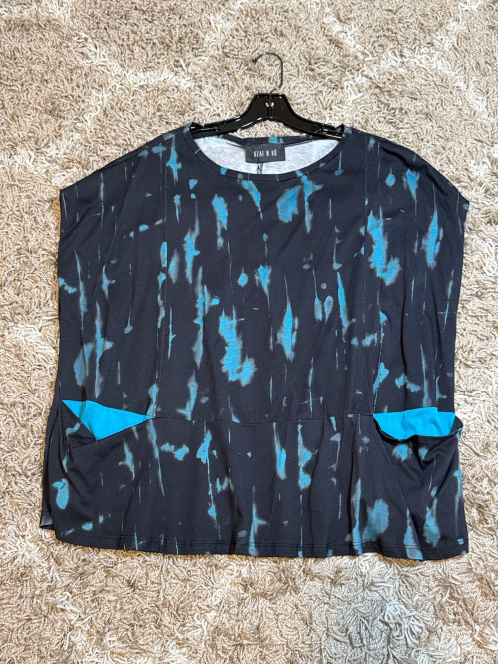 NWT Ozai N Ku Storm Top Black & Turquoise size 3/Large - Picture 15 of 15